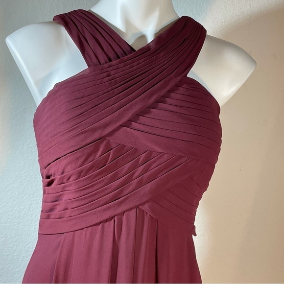 Bill Levkoff 7016 Pleated Bridesmaid Gown 12 Wine Modest long dress maxi - Picture 4 of 10
